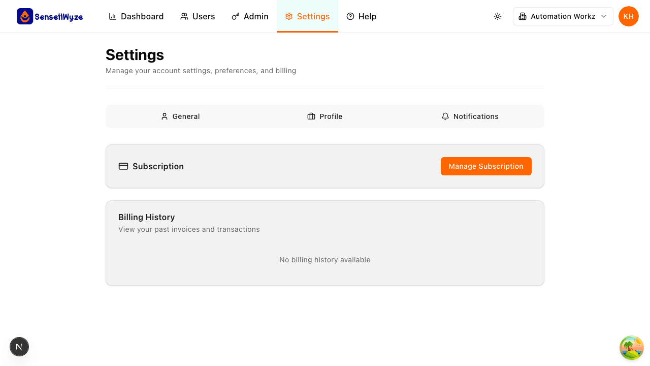 Billing Settings