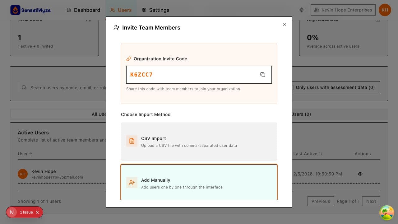 Invite Code Modal